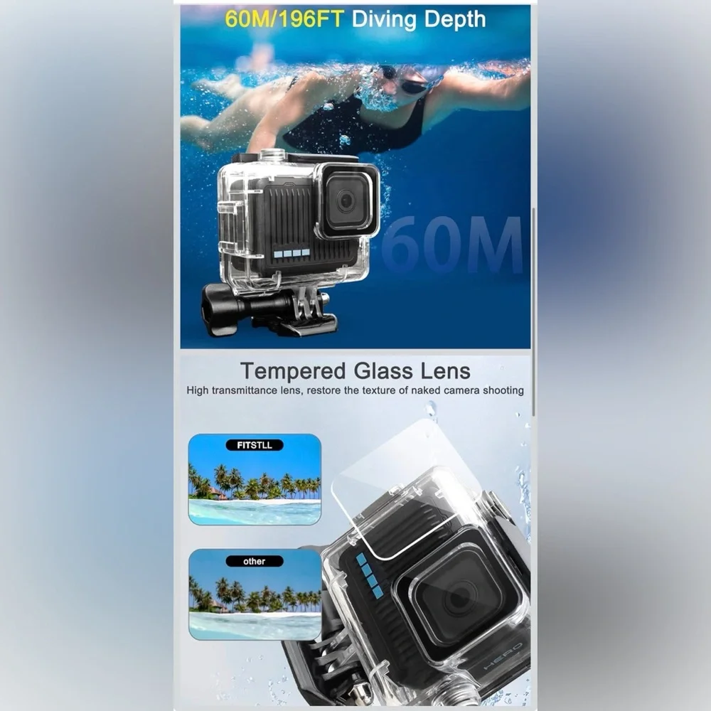 Black and Clear Underwater Diving Housing for GoPro Hero4K